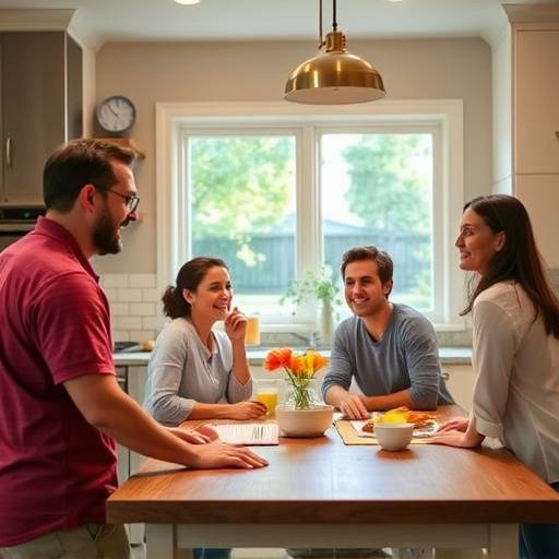 Happy family in their newly organized kitchen