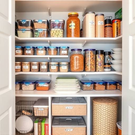 Pantry with well-organized shelves and labeled containers
